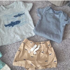 35 Piece Bundle Carters & Cat & Jack  Boys New Born Sleepers, Onesies, Overalls,